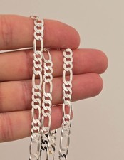 925 Sterling Silver Figaro Chain Men Necklace 22"-6 mm