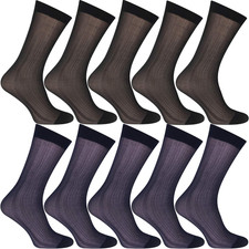 10 Pairs Mens Ultra Thin Dress Socks Silk Sheer Business Socks Soft Nylon Work T