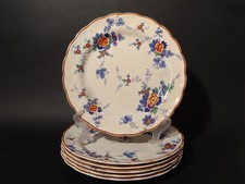 ANTICO RARO SERVIZIO 6 PIATTI PIANI BOOTHS FLORA SEMI-PORCELLANA INGLESE 1916