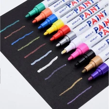 Permanent Marker Pen Colorful Waterproof Metal Oilly Fill Paint For School DI...