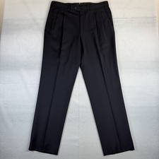 Ermenegildo Zegna Pleated Dress Pants Mens 36R Navy 100% Wool Straight Leg