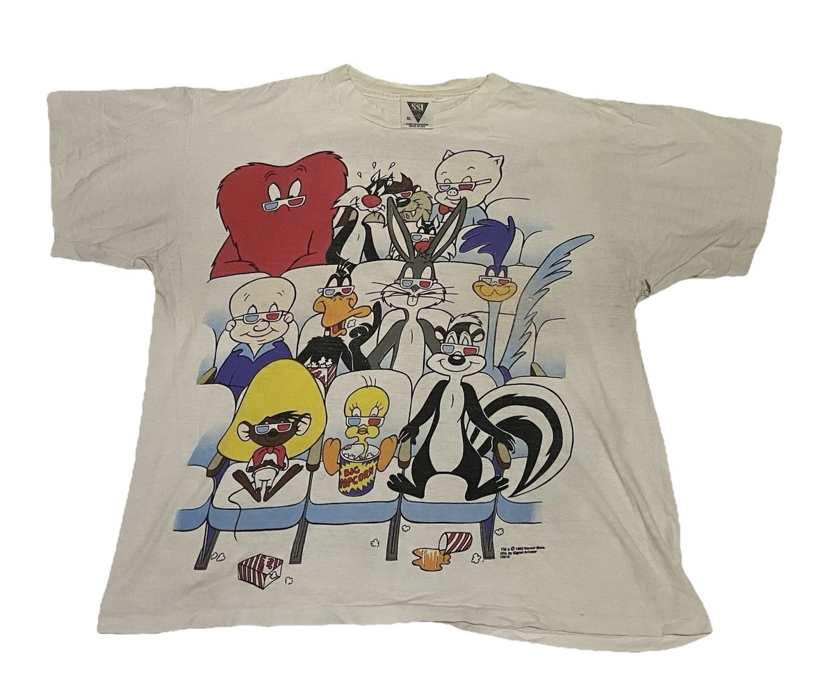 Vintage Looney Tunes 3D Movie Theater AOP Shirt Rare Size XL 