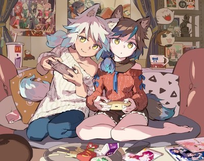 Anime 2d art girls pixiv Custom Gaming Mat Desk