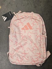 Adidas Classic Backpack Pink Bow Print Bookbag School Travel NWT