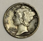 1916 Mercury Dime 10¢ (90% Silver) ~ AU