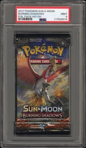 2017 Pokemon Int’l Burning Shadows Ho-Oh PSA 9 Foil Booster Pack MINT Free Ship!