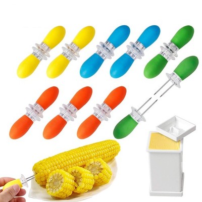 18 Pcs Stainless Steel Corn Cob Holders with Silicone Handle & Multicolor 