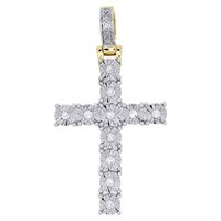 10K Gelbgold Kreuz AnhäNger 1-Reihig Echt Diamant Krappenfassung 0.20 CT