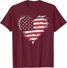 Cute American Flag Heart 4th of July Patriotic USA Unisex T-Shirt