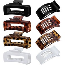 8 Pack Hair Clips for Women, 2 Styles Large Matte No-Slip French Flat Tortoise