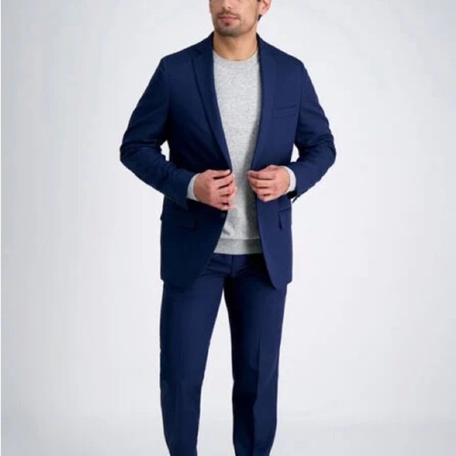 NWT Haggar Slim Fit Active Series™ Herringbone Suit Jacket Navy Blue 42 Long - Picture 2 of 9
