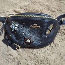 Drop COACH Black Leather Body Bag