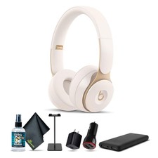 Beats Solo Pro Wireless Noise Cancelling On-Ear Headphones Ivory Bundle With