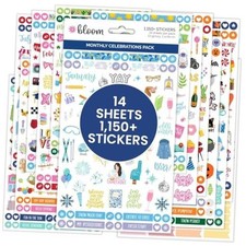 Monthly Celebrations Planner Stickers for Calendar Decorating, Bright