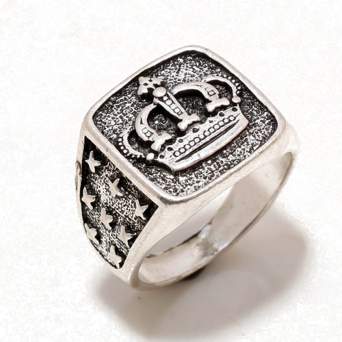 Bague Ethnique Faite Main Avec Topaze Blanche - Taille 7, Plaquée Argent, Motif Gravé, Cadeau D'Inde
