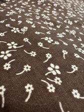 Half Yd Ditsy BROWN CALICO Cotton Fabric Dolly or Quilt Tiny White Floral Vines