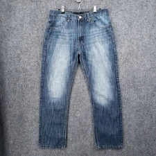 PD&C Jeans Men 32x30 Blue Slim Straight Leg Acid Wash Zip Fly Denim