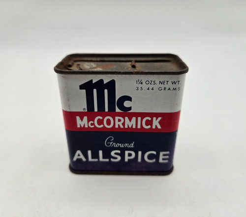 McCormick Ground Allspice 1-1/4oz Spice Metal Tin Vintage