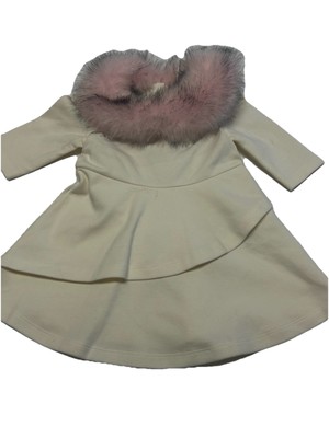 Janie and Jack Swiss Chalet Pink Faux Fur Collar Dress Size 6-12 M With Bloomers