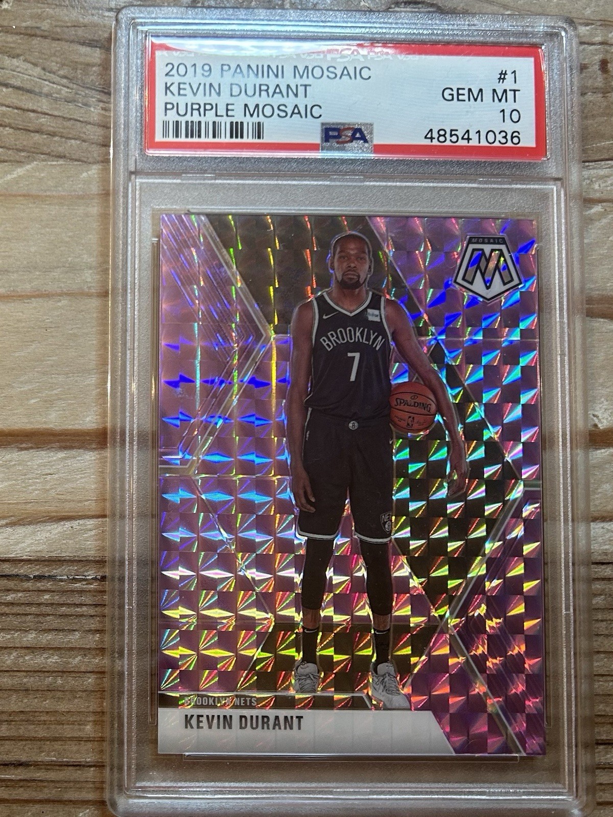 2019 Panini Mosaic Purple Mosaic #1 Kevin Durant 7/49 PSA 10 Jersey # Match!