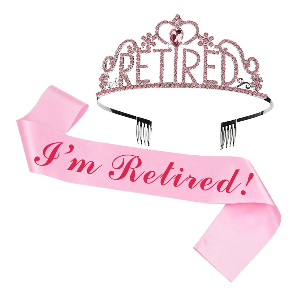 Retirement Party Decorations I'm Retired Sash With Anti Slip Rhinestone Crown - Image 3 of 4