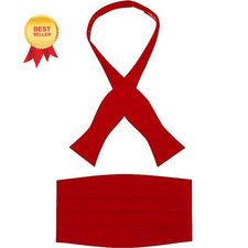 S.H. Churchill  Co. 100 Silk Self-Tie Bow Tie and Cummerbund One Size, Red