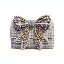 *NEW* KURT GEIGER LONDON SHOREDITCH BOW WALLET - BEIGE COMB