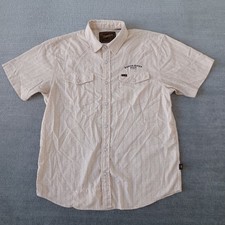 Howler Brothers Bros Shirt Men M Beige Pearl Snap Short Sleeve Snapshirt Western