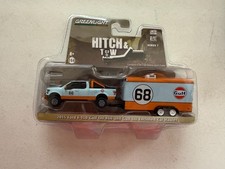 Greenlight Hitch & Tow 2015 Ford F-150 Gulf Oil #66 & Gulf Oil Enclosed Car  BX8