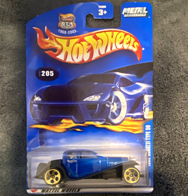 Hot Wheels Bugatti Type 50 Blue/Black/Gold Diecast 1:64 Unopened 2003