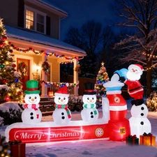 8FT Christmas Inflatables Santa & Snowmen 2025 NEW LED Outdoor Decoration