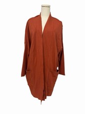 Pact Airplane OpenCardigan Organic Cotton Burnt Orange M/L Pockets Comfort