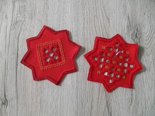 Hardanger Handarbeit Weihnachten 5 Anh&auml;nger Fensterbild NEU