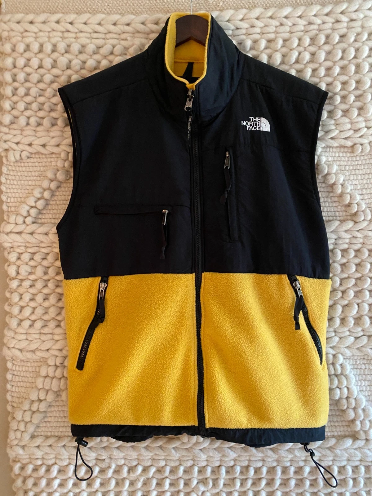 Vintage The North Face Denali Vest Mens Medium Yellow Fleece Full Zip 1990s