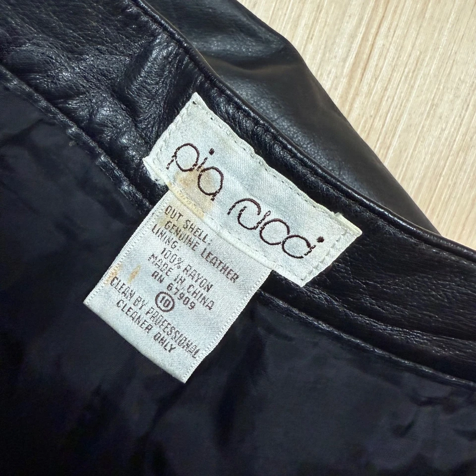 Pantalones de cuero vintage Pia Rucci años 80 90 plisados talla 10 se adapta a 26x26 cyber punk Foto 3 de 4