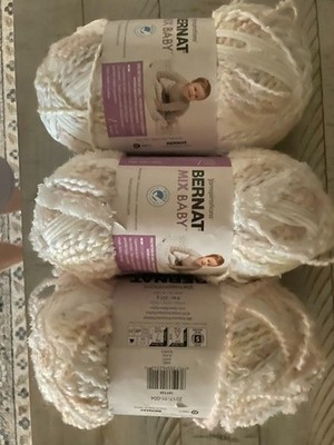 3 Skeins of Discontinued Bernat mix baby in color white