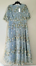 Baltic Born Maxi Dress Embroidered Floral Tulle Arabella Women XL Blue Fairy NWT
