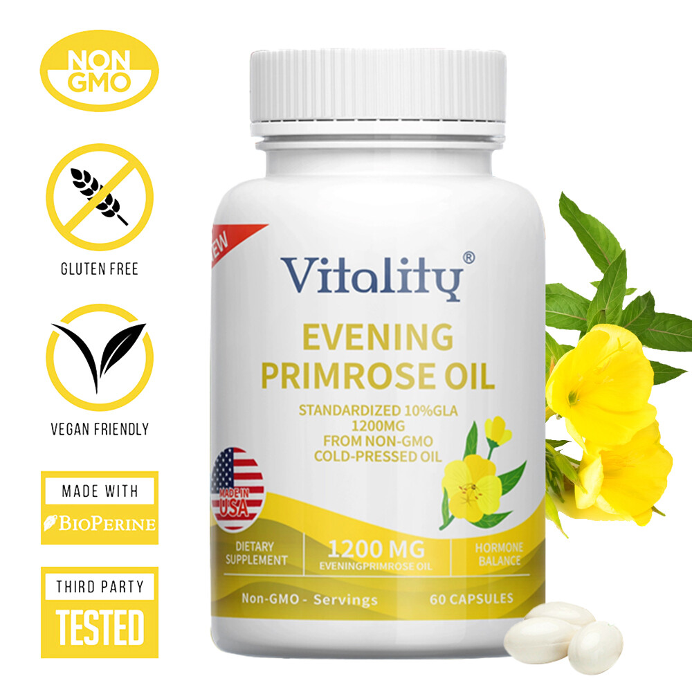 Nachtkerzenöl-Kapseln 1200 mg mit GLA – Anti-Aging, Aufhellung, 60 Softgels