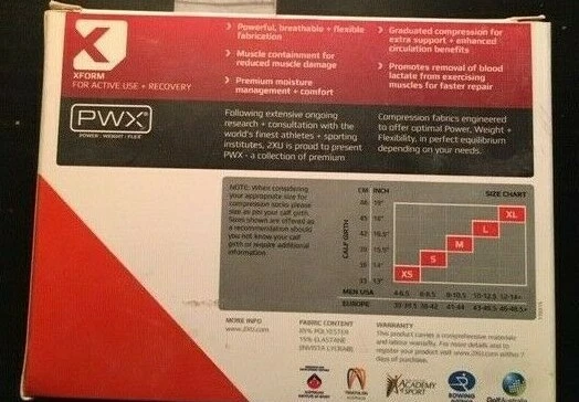 NOS 2XU PWX Men's Compression Race Sock White/Grey Size Xtra-Small (XS) - Image 2 of 2