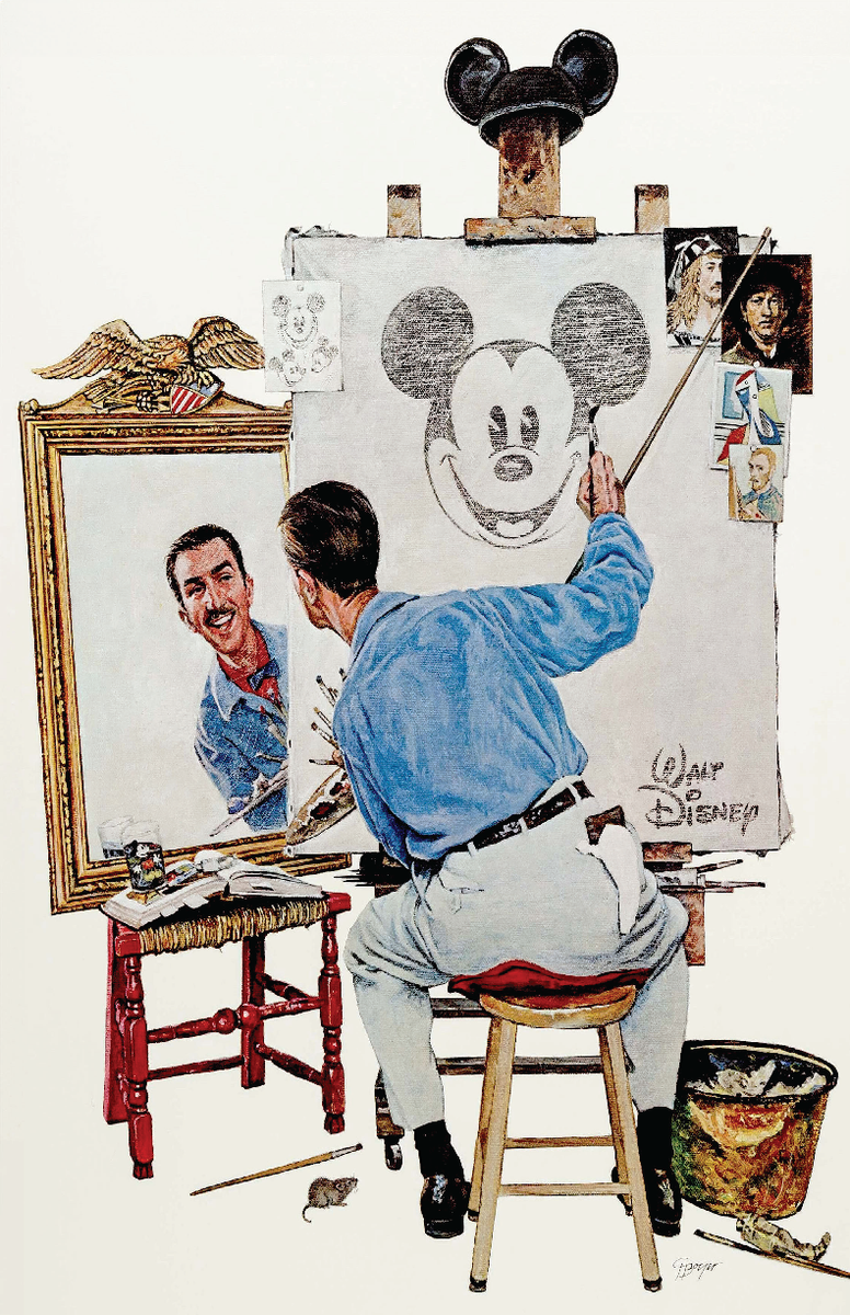 Walt Disney painting Mickey Mouse Norman Rockwell Style Poster