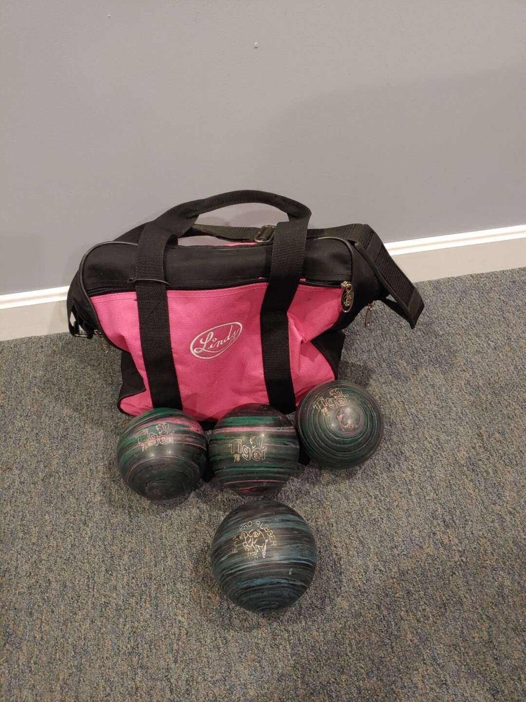 Set of Four Candlepin Bowling Balls w/ Linds Bag eBay