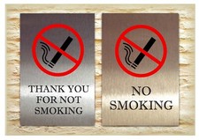 NO SMOKING VAPING SIGN A6 / A5 Custom-Made Silver Gold or White Metal Plaque