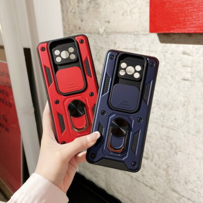 For Xiaomi Redmi Note 12 11 10 K40 Lens Protect Armor Ring Stand Hard Case Cover