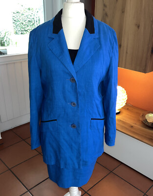Kostüm Vogue Style Paris Rock & Blazer elegant Jackett Größe 38/M Blau 55%Leinen