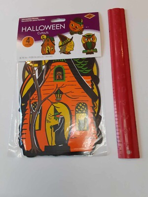 4 Halloween 2 Sided Die Cuts Diecut Cutouts Decorations Unopened Package Beistle