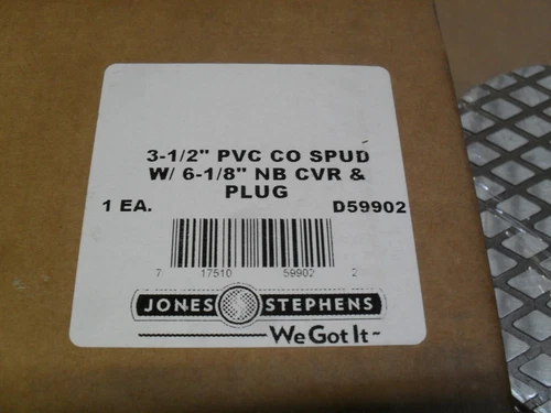 Jones Stephens D59902 3-1/2" HD PVC Cleanout Spud W/6" NB Cover Nickel - Picture 3 of 3