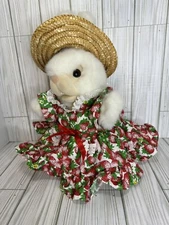 Vintage 1994 Hosung Strawberry Bunny Rabbit Hand Puppet & Hat Cottagecore Plush