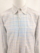 John W Nordstrom Cotton Blue Purple Cross Checked Button Down Mens Shirt LARGE