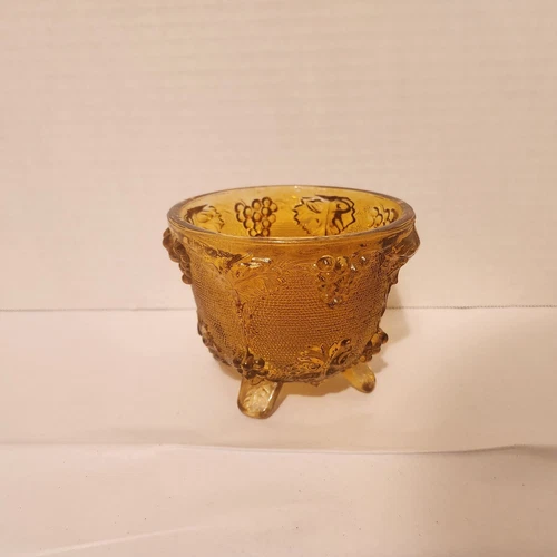 Vintage Jeanette Amberina Harvest Grapes Carnival Glass Dish Footed No Lid