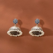 Indian Pakistani Oxidised Jumka Jumki Earrings In Black Metal